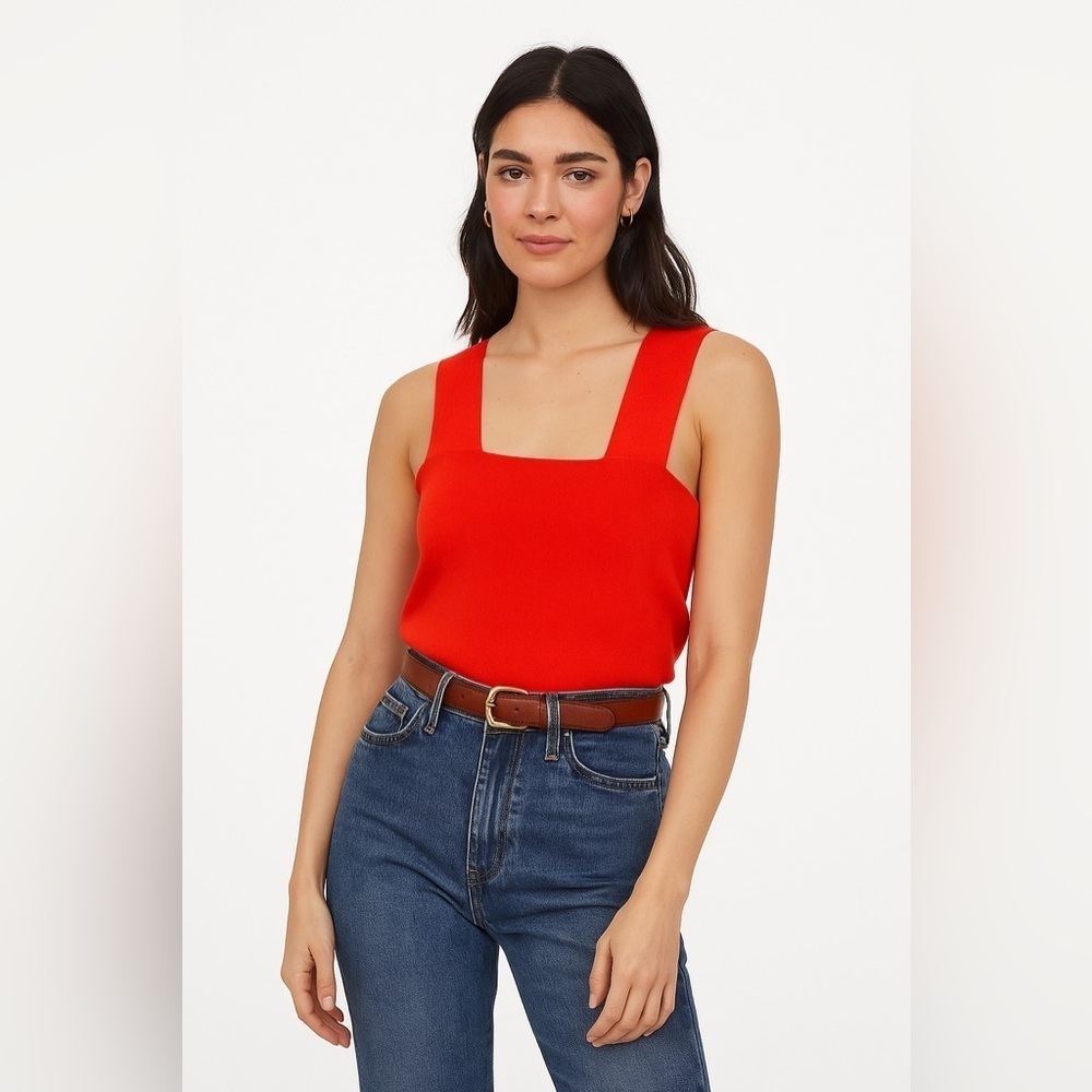 House of Harlow 1960 Square Neck Crop Cross Back Stretch Tank Top